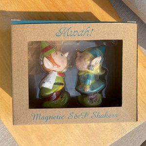 SOLD Kissing Christmas Elves Salt and Pepper Shakers